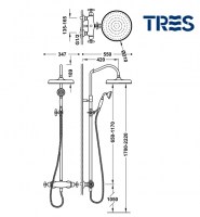 MEDIDAS CONJUNTO DUCHA TERMOSTATICA TRES